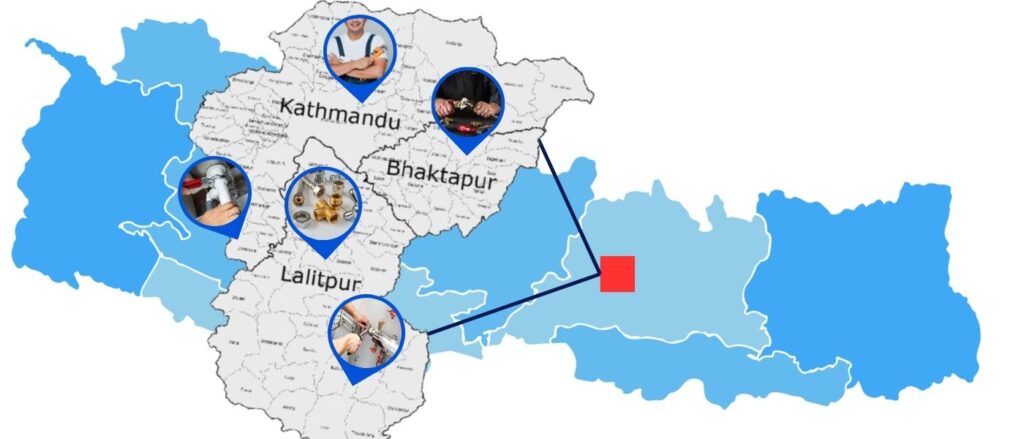 Plumbing dai about us and service locations map kathmandu Lalitpur Bhaktapur